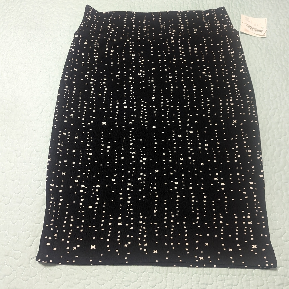 LuLaRoe skirt, Size XL, Black with white dots and x's